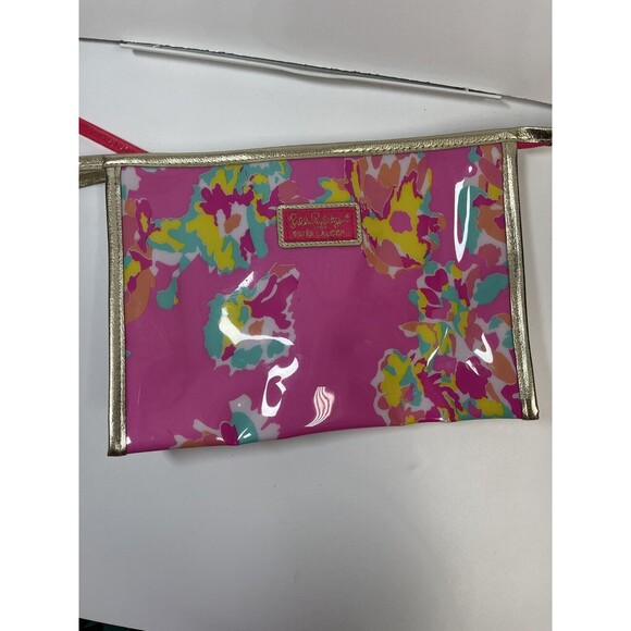 Lilly Pulitzer Bundle Lot Of 2 Vinyl Estee Lauder Zip Bags & Notebook - Picture 6 of 14